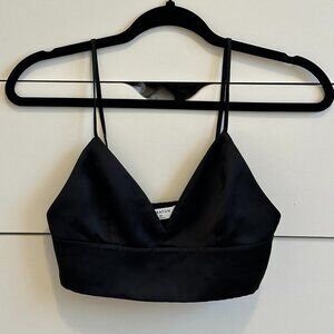 Aritzia/Babaton Satin "Aria" Bra Top (Black)
